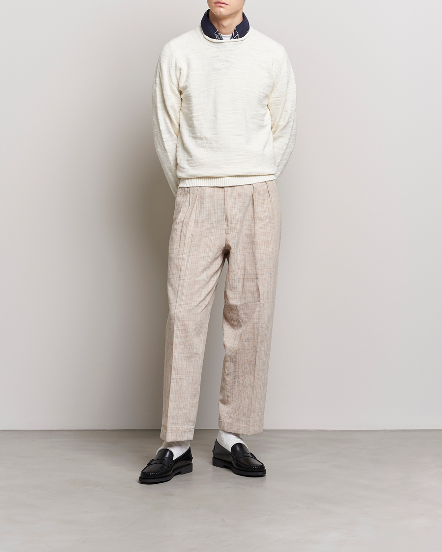 Herre | Gensere | BEAMS PLUS | Linen Crew Neck Sweater White