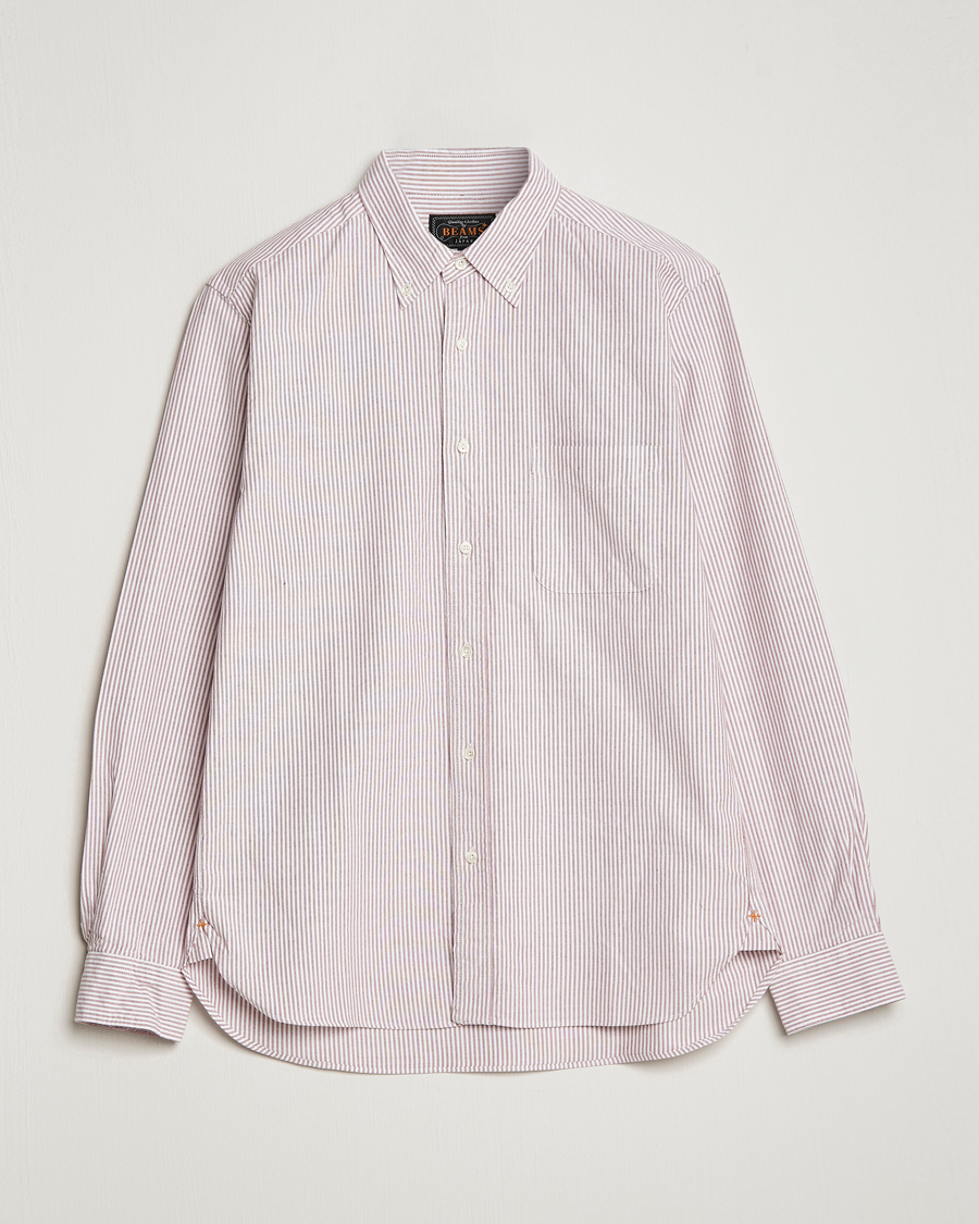 Herre | Skjorter | BEAMS PLUS | Oxford Button Down Shirt Wine Stripe