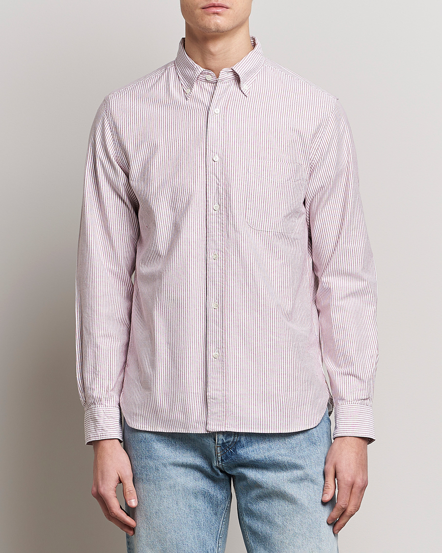 Herre | Skjorter | BEAMS PLUS | Oxford Button Down Shirt Wine Stripe