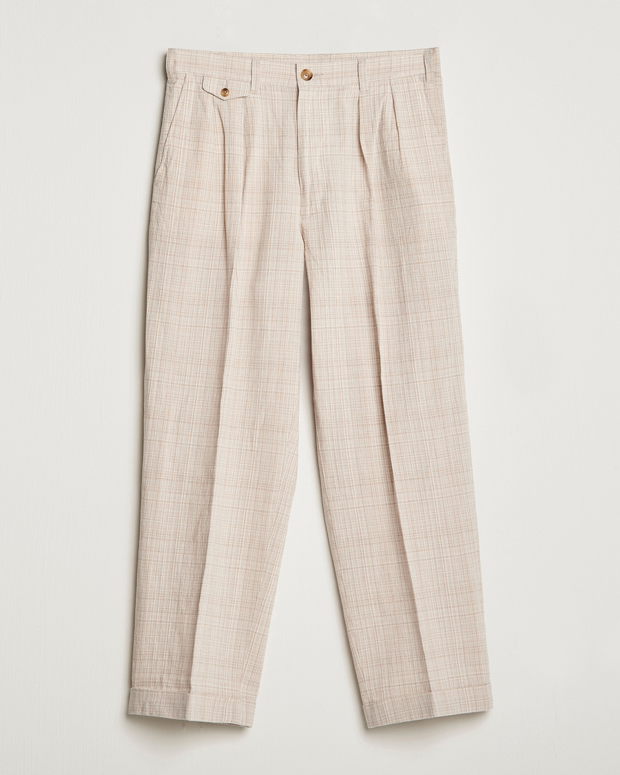 Herre | Bukser | BEAMS PLUS | Cotton/Linen Comfort Trousers Natural
