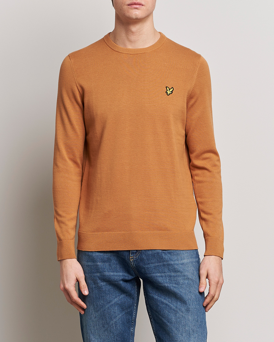 Herre | Pullovers rund hals | Lyle & Scott | Crew Neck Cotton Sweater Sand Burned