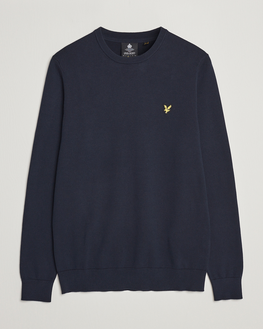 Herre | Gensere | Lyle & Scott | Crew Neck Cotton Sweater Dark Navy