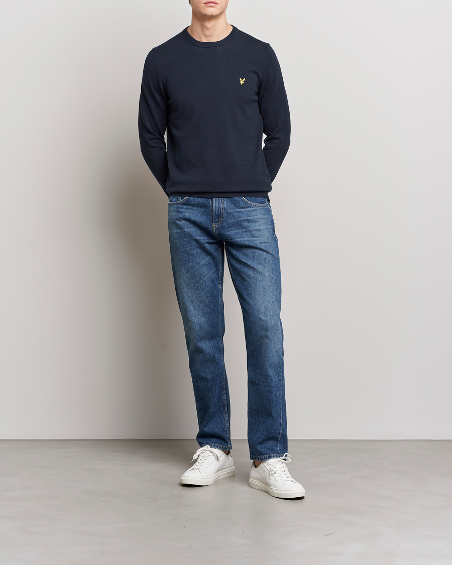 Herre | Gensere | Lyle & Scott | Crew Neck Cotton Sweater Dark Navy