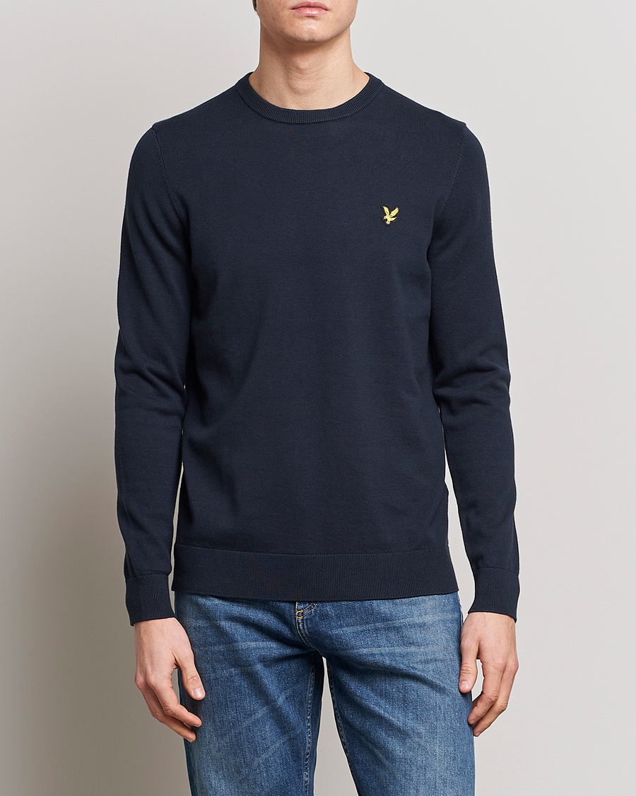 Herre | Gensere | Lyle & Scott | Crew Neck Cotton Sweater Dark Navy