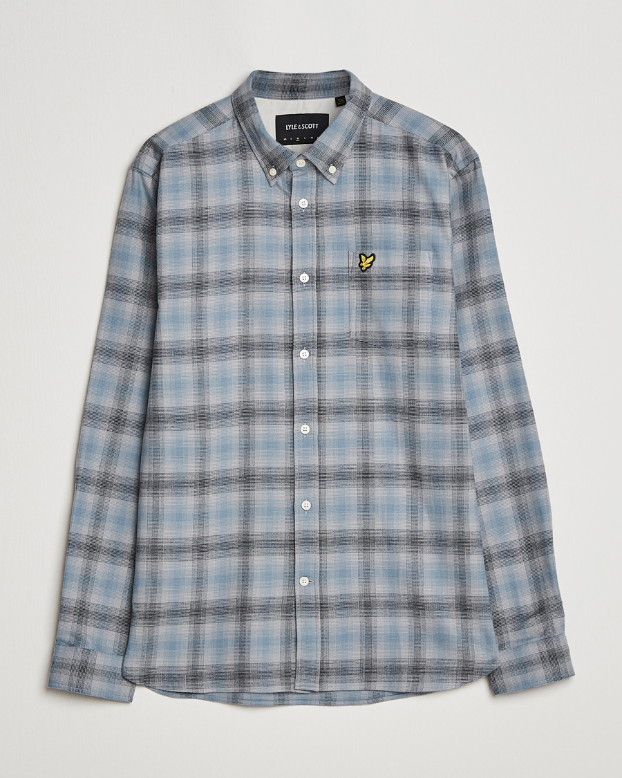 Herre | Skjorter | Lyle & Scott | Button Down Flannel Shirt Cold Grey