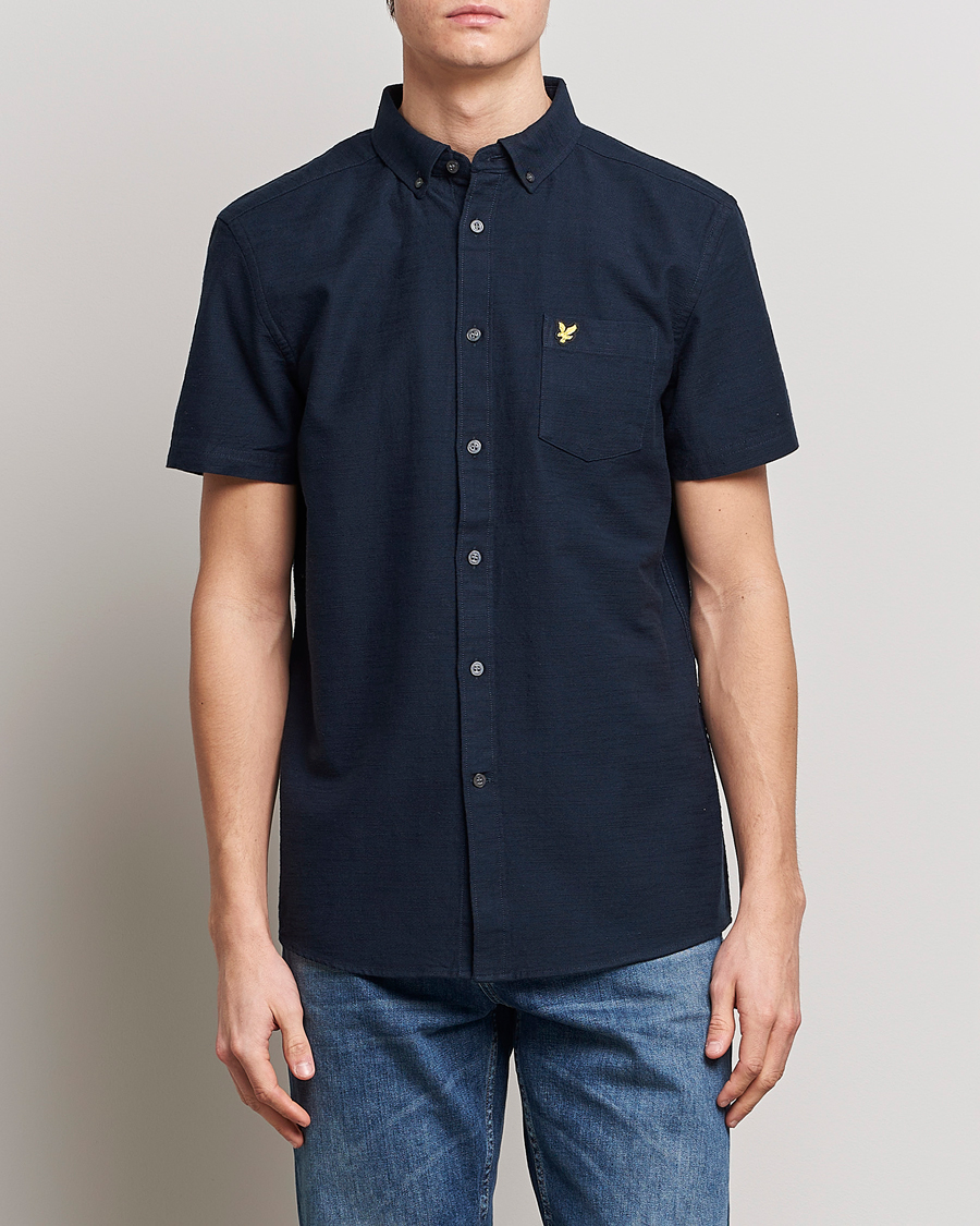 Herre |  | Lyle & Scott | Cotton Slub Short Sleeve Shirt Dark Navy