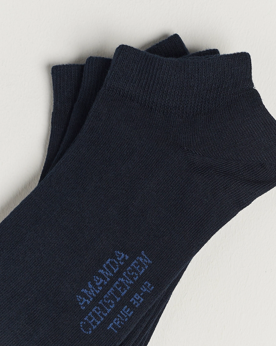 Herre | Undertøy | Amanda Christensen | 3-Pack True Cotton Sneaker Socks Dark Navy