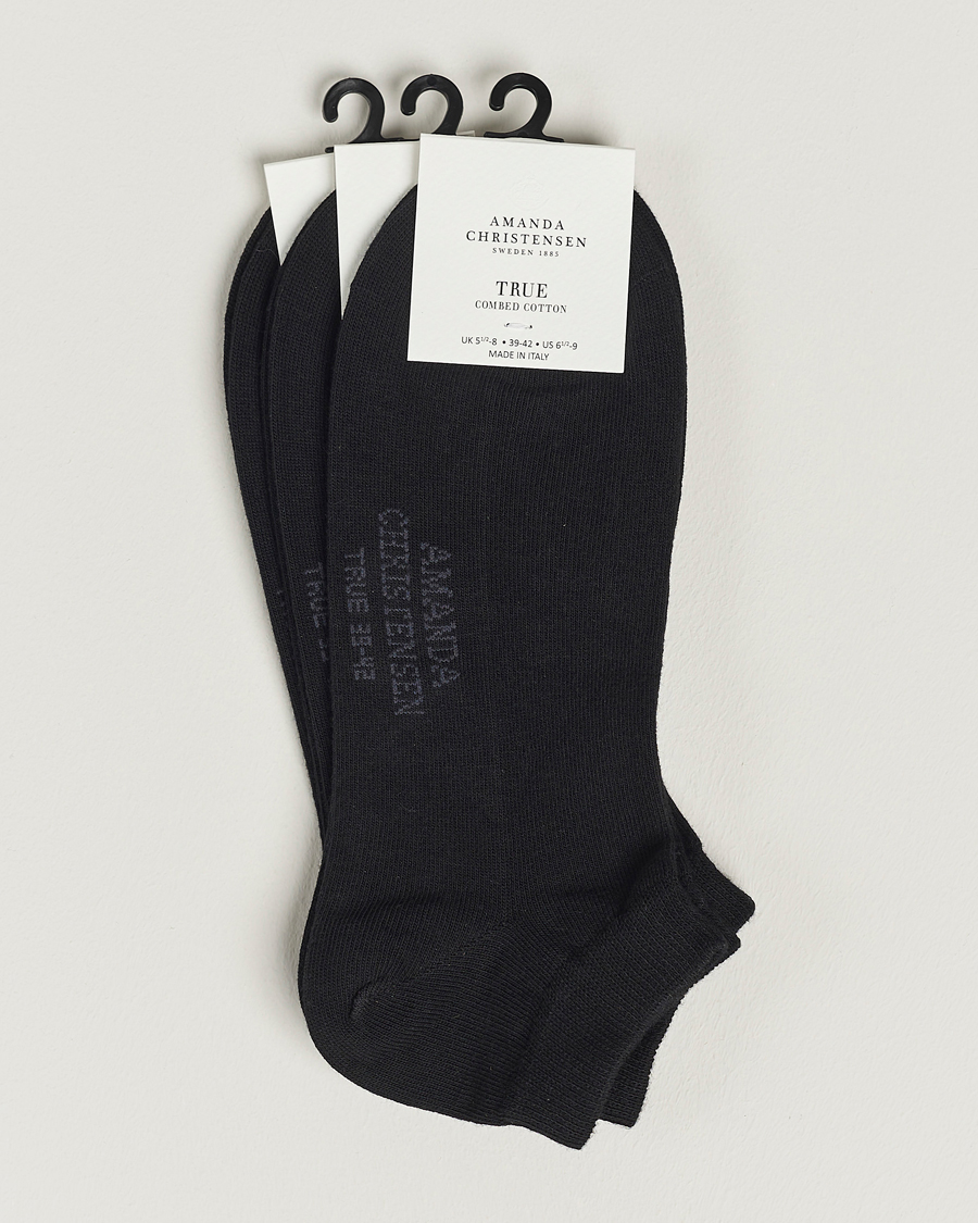 Herre | Undertøy | Amanda Christensen | 3-Pack True Cotton Sneaker Socks Black