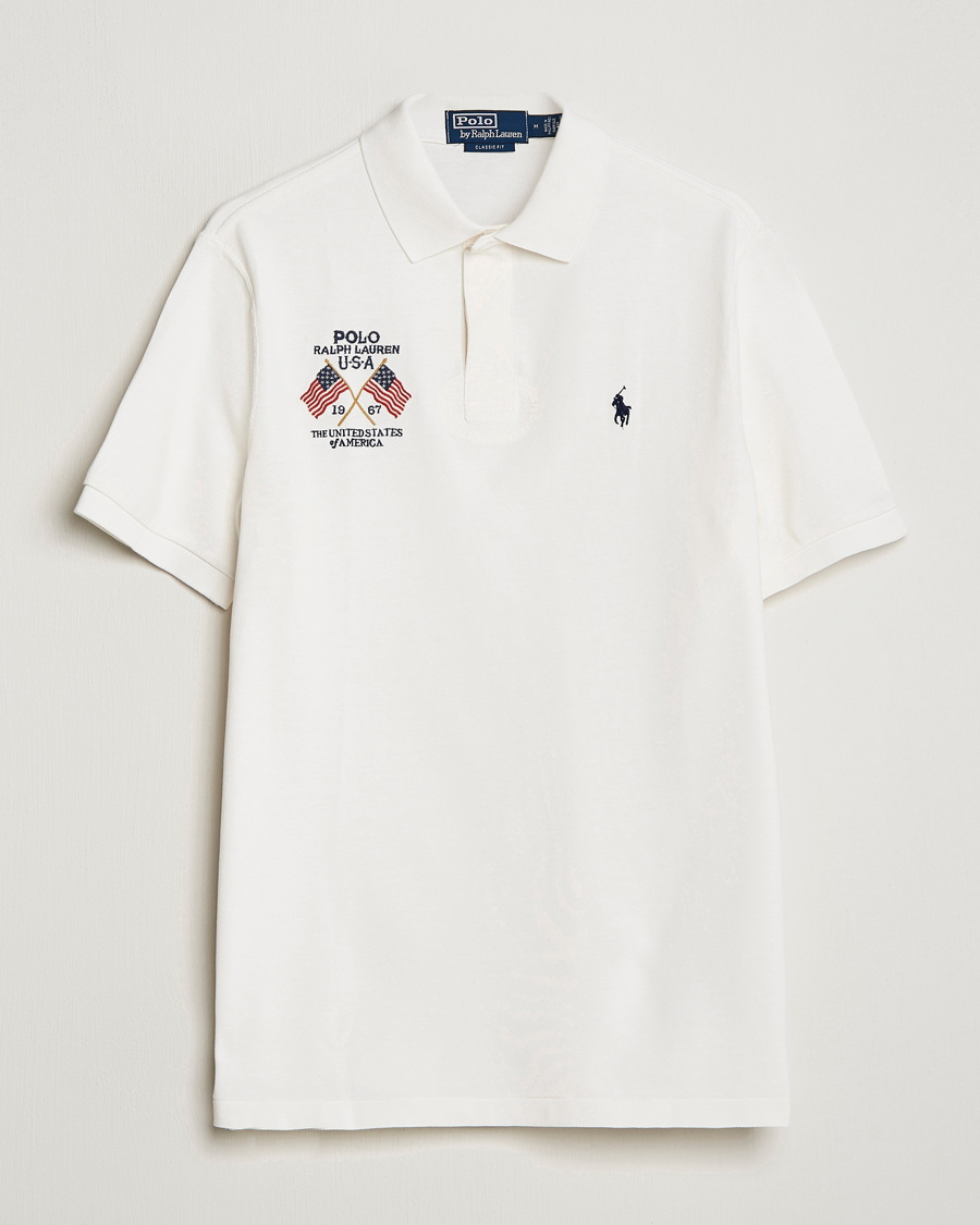 Herre | Pikéer | Polo Ralph Lauren | Classic Fit Flag Polo Nevis White