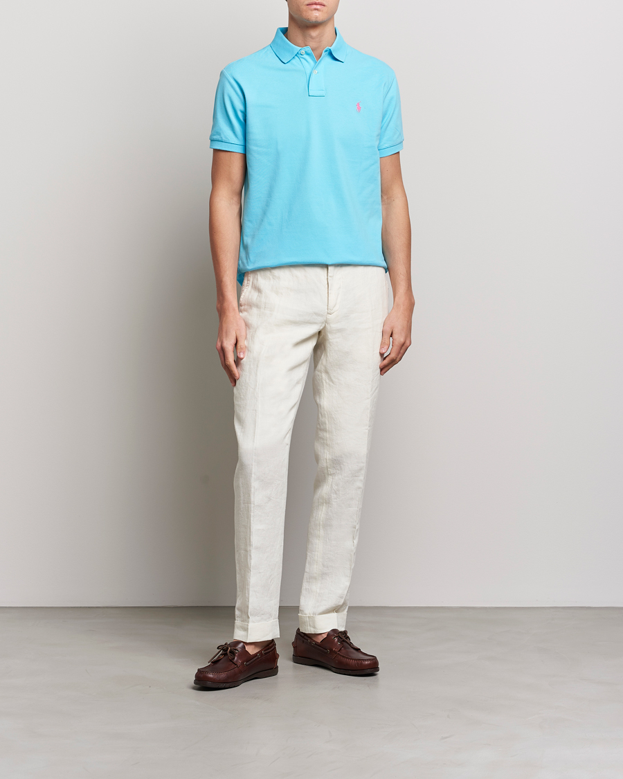 Herre | Pikéer | Polo Ralph Lauren | Custom Slim Fit Polo Turquoise Nova