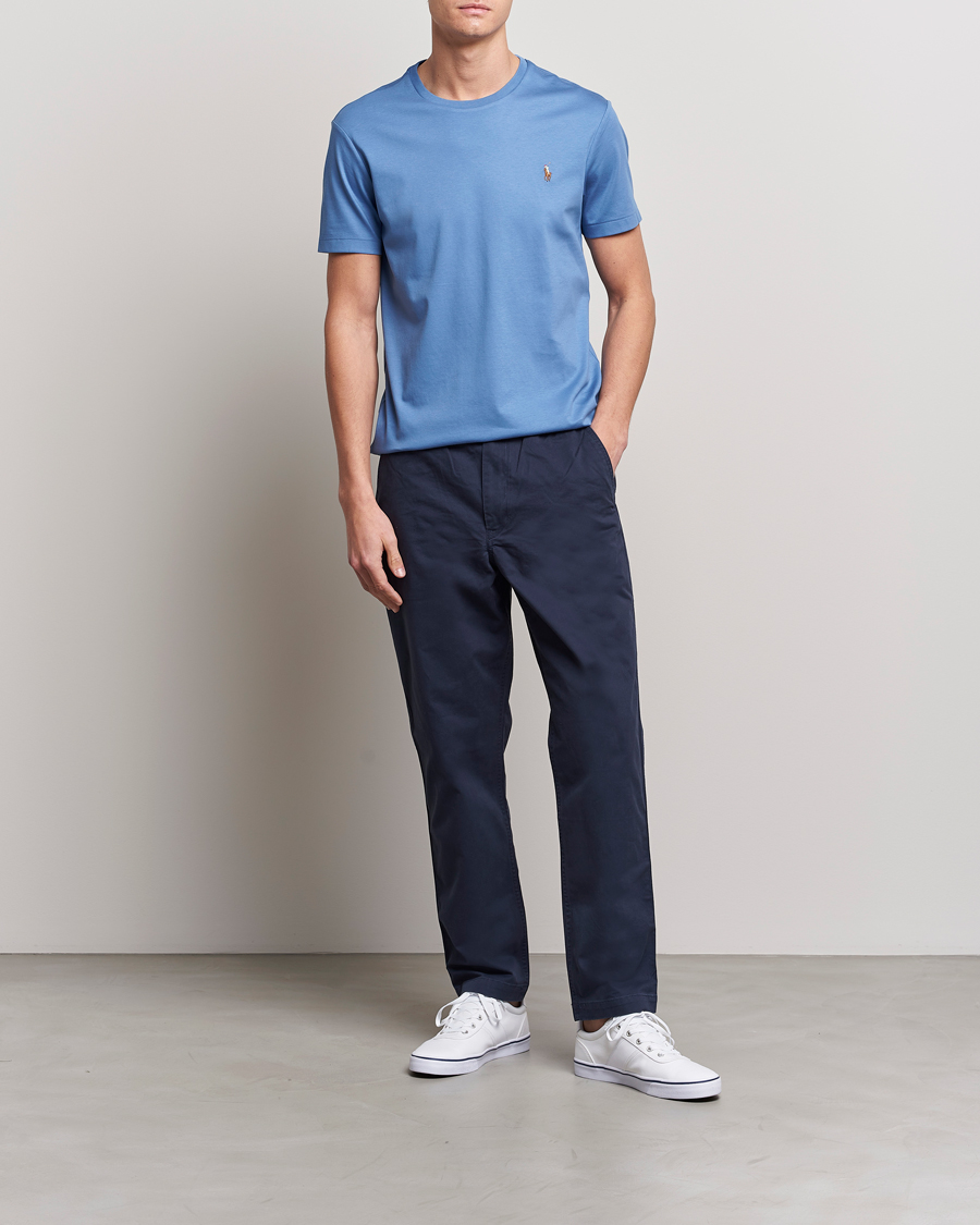 Herre | T-Shirts | Polo Ralph Lauren | Luxury Pima Cotton Crew Neck T-Shirt French Blue