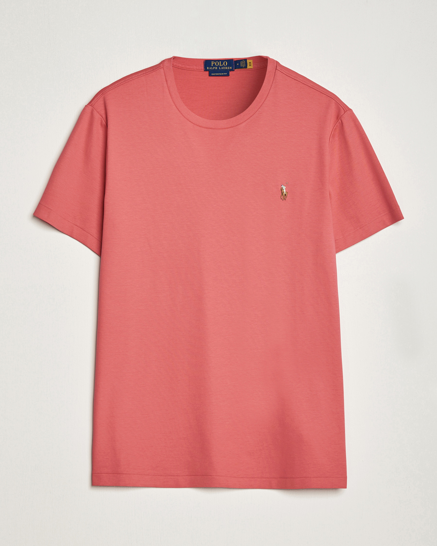 Herre | T-Shirts | Polo Ralph Lauren | Luxury Pima Cotton Crew Neck T-Shirt Red Sky