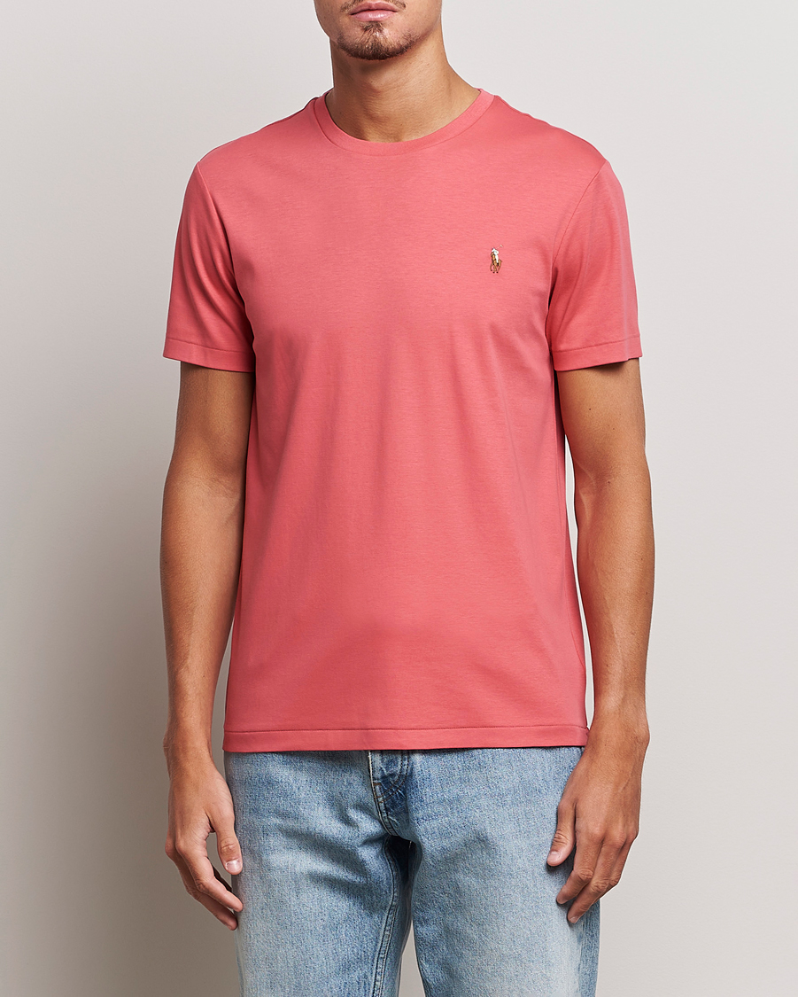Herre | T-Shirts | Polo Ralph Lauren | Luxury Pima Cotton Crew Neck T-Shirt Red Sky