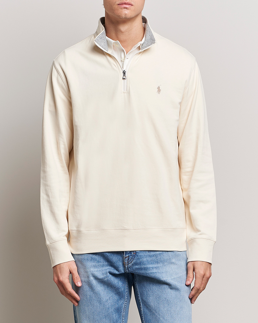 Herre |  | Polo Ralph Lauren | Tech Double Knit Half Zip Guide Cream