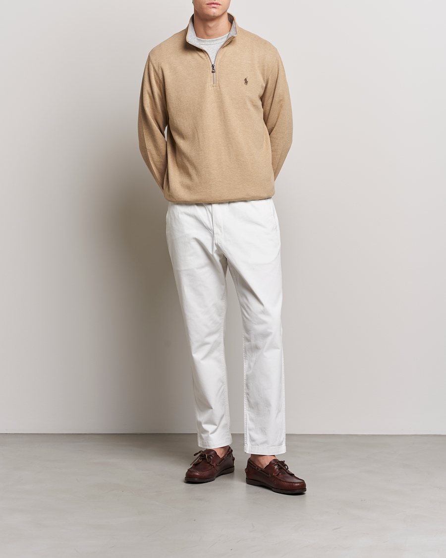 Herre | Gensere | Polo Ralph Lauren | Tech Double Knit Half Zip Luxury Tan Heather