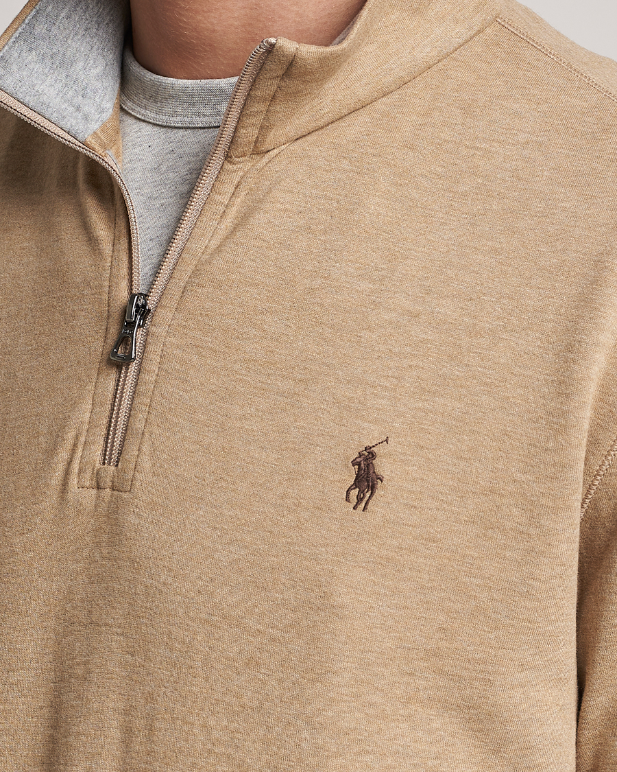 Herre | Gensere | Polo Ralph Lauren | Tech Double Knit Half Zip Luxury Tan Heather