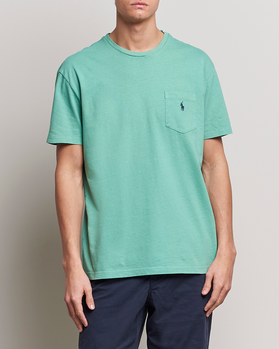 Herre | T-Shirts | Polo Ralph Lauren | Cotton/Linen Crew Neck T-Shirt Essex Green
