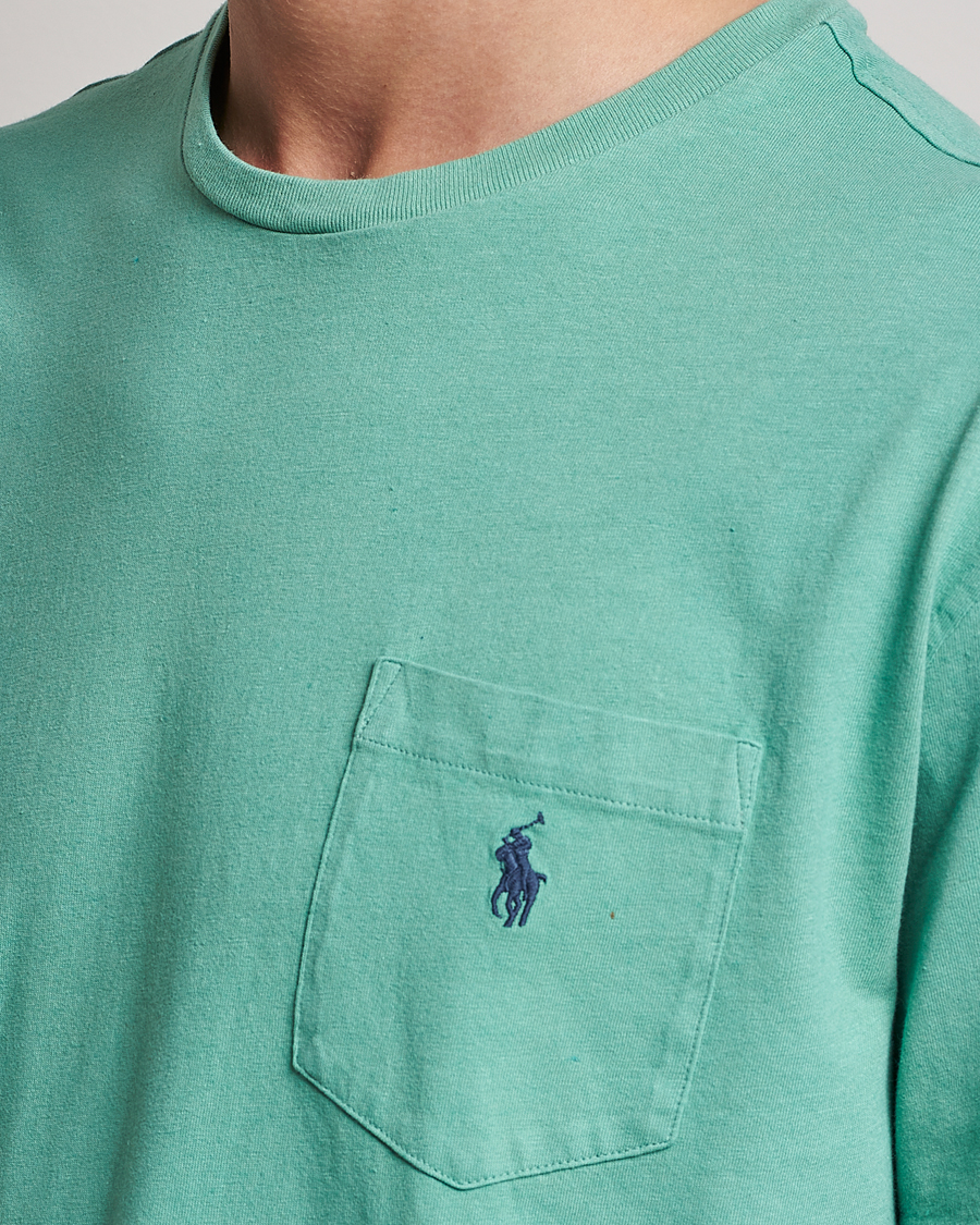 Herre | T-Shirts | Polo Ralph Lauren | Cotton/Linen Crew Neck T-Shirt Essex Green
