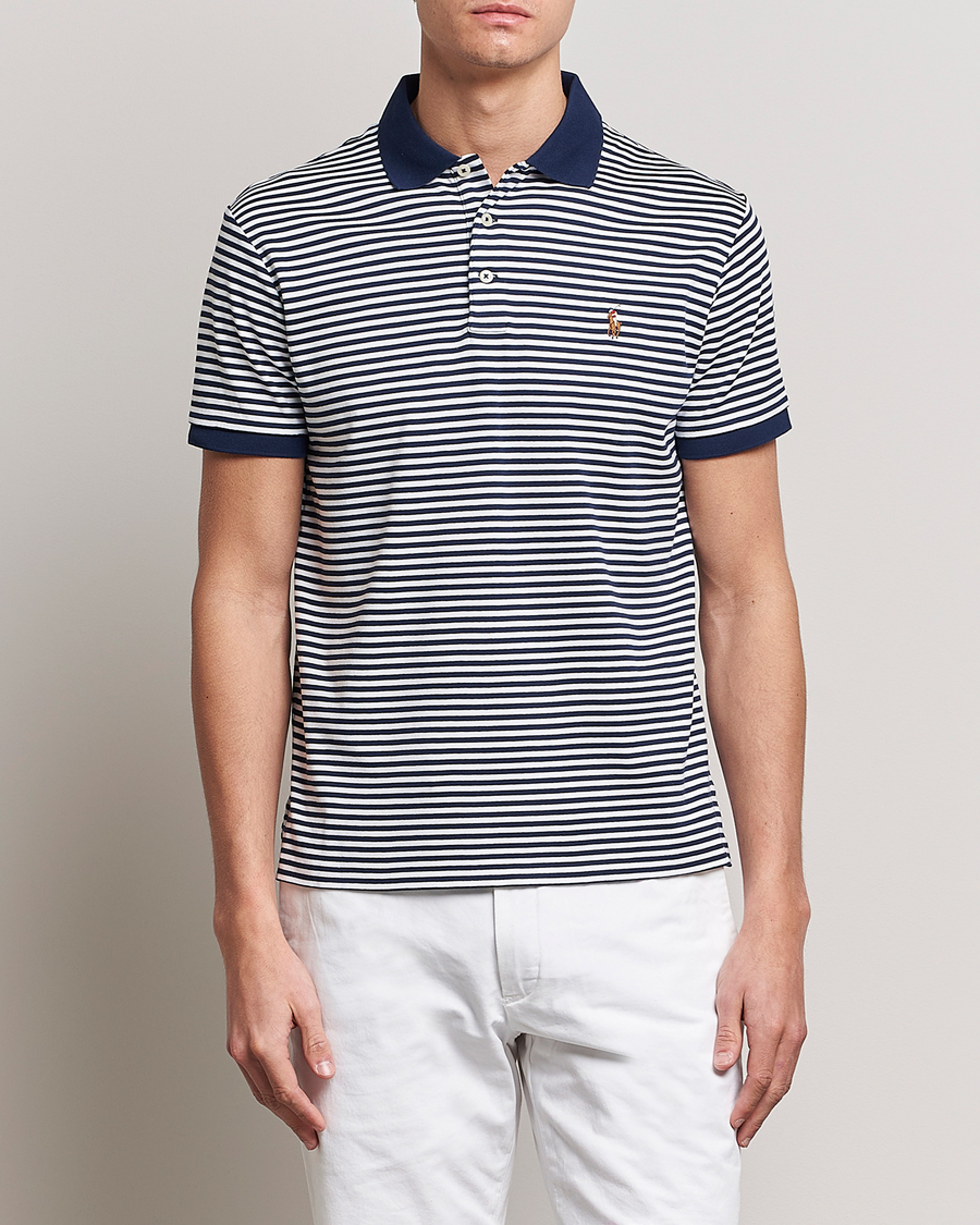 Herre | Pikéer | Polo Ralph Lauren | Luxury Pima Cotton Striped Polo French Navy/White