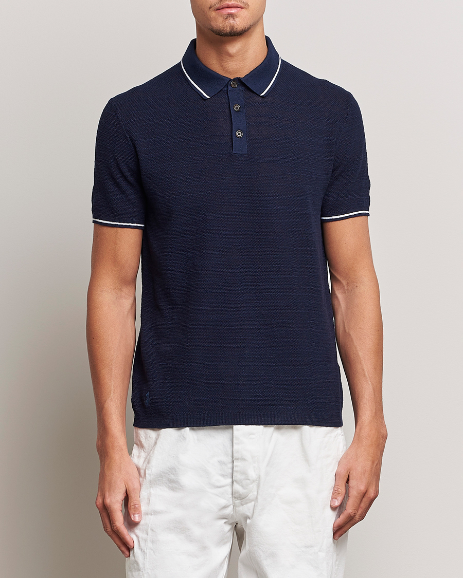 Herre | Pikéer | Polo Ralph Lauren | Cotton/Linen Textured Polo Bright Navy