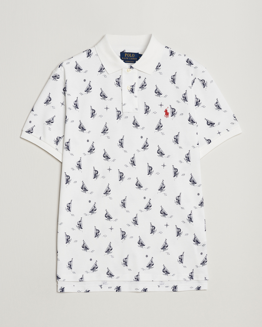 Herre | Pikéer | Polo Ralph Lauren | Custom Slim Fit Sailboats Polo White