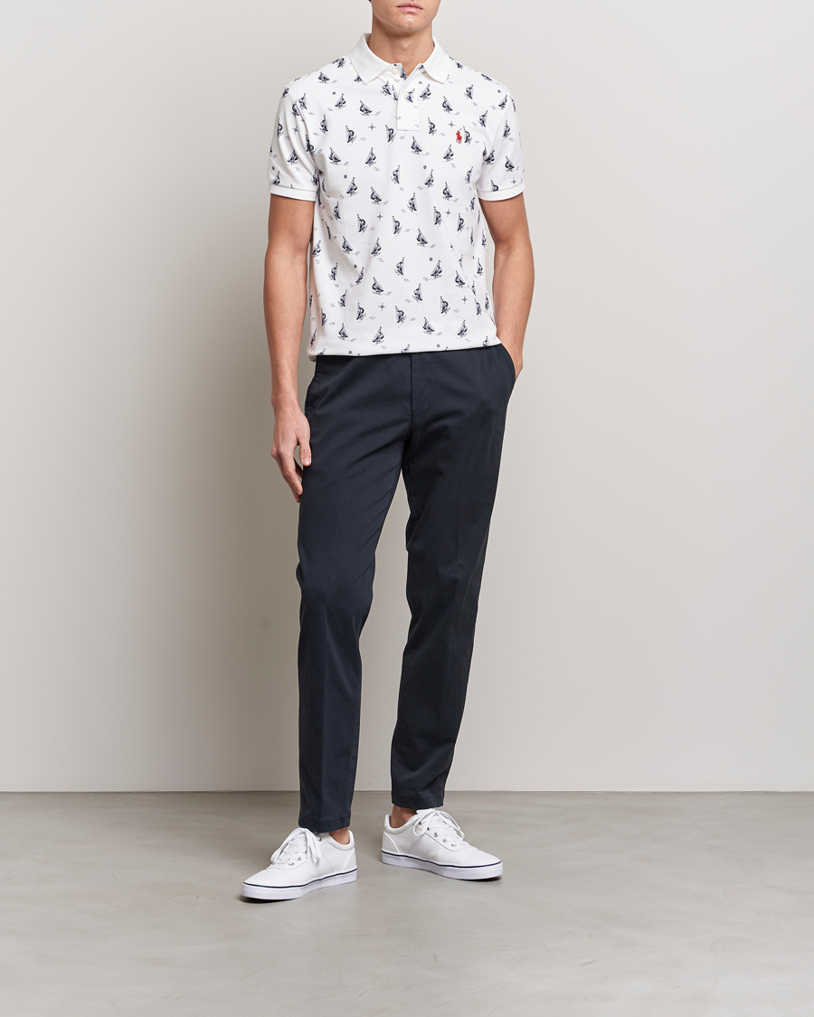 Herre | Pikéer | Polo Ralph Lauren | Custom Slim Fit Sailboats Polo White