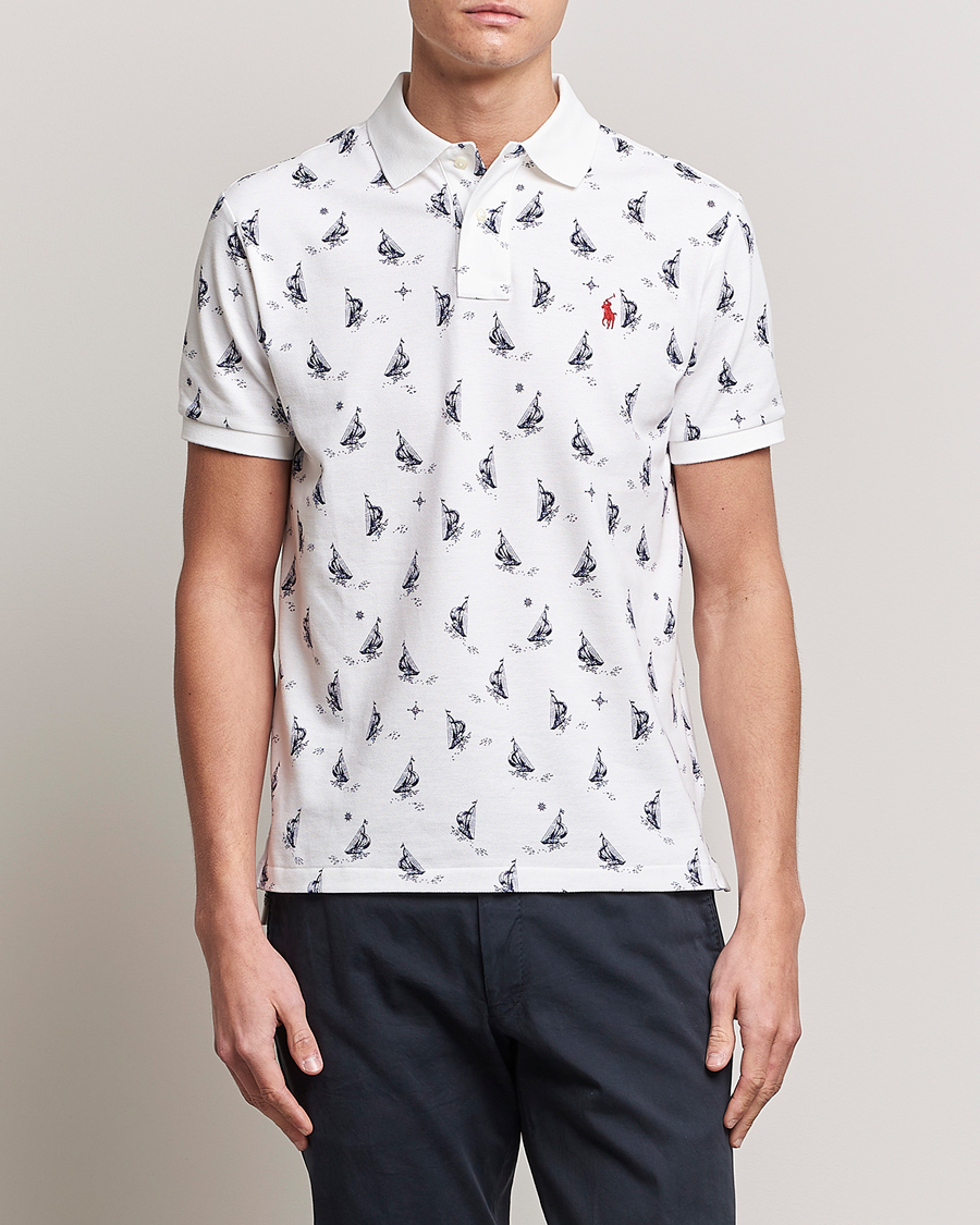 Herre | Pikéer | Polo Ralph Lauren | Custom Slim Fit Sailboats Polo White