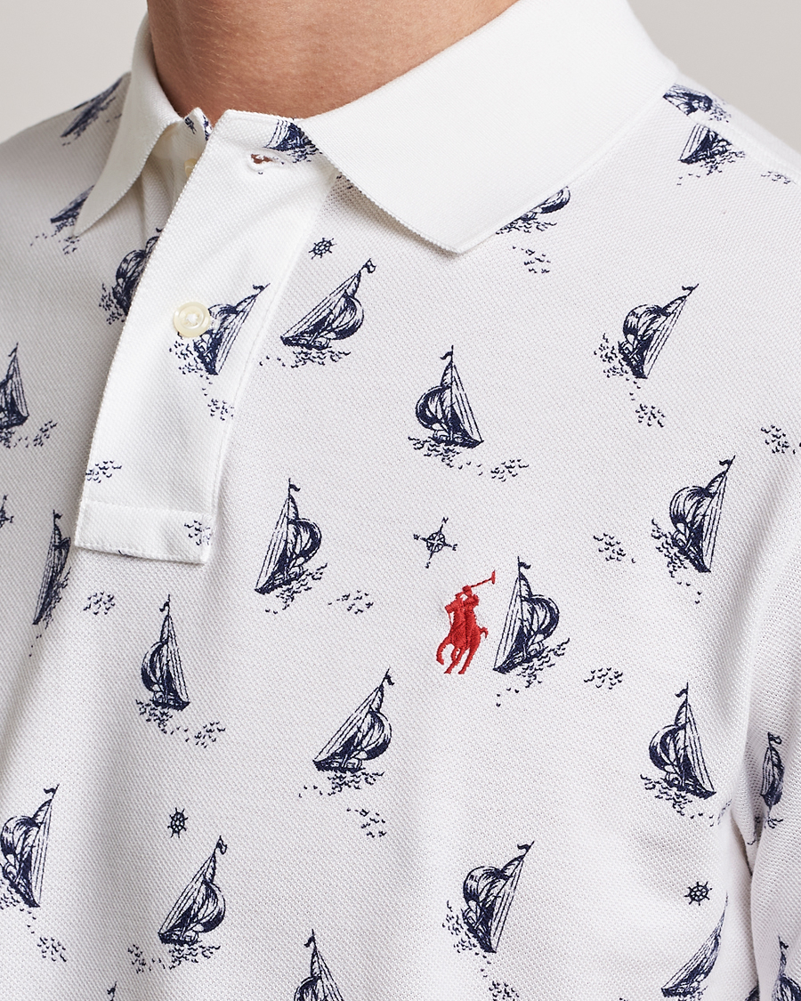 Herre | Pikéer | Polo Ralph Lauren | Custom Slim Fit Sailboats Polo White