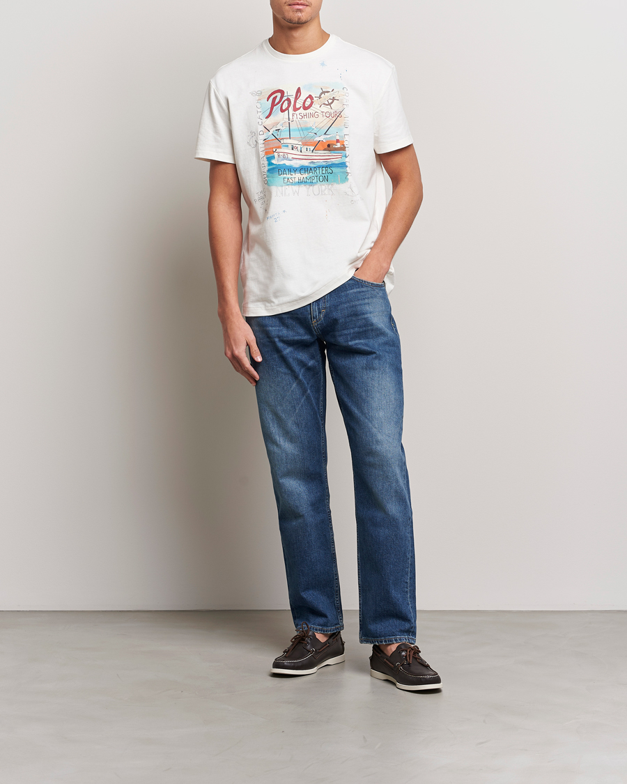 Herre | T-Shirts | Polo Ralph Lauren | Graphic Logo Jerset Crew Neck T-Shirt Nevis White