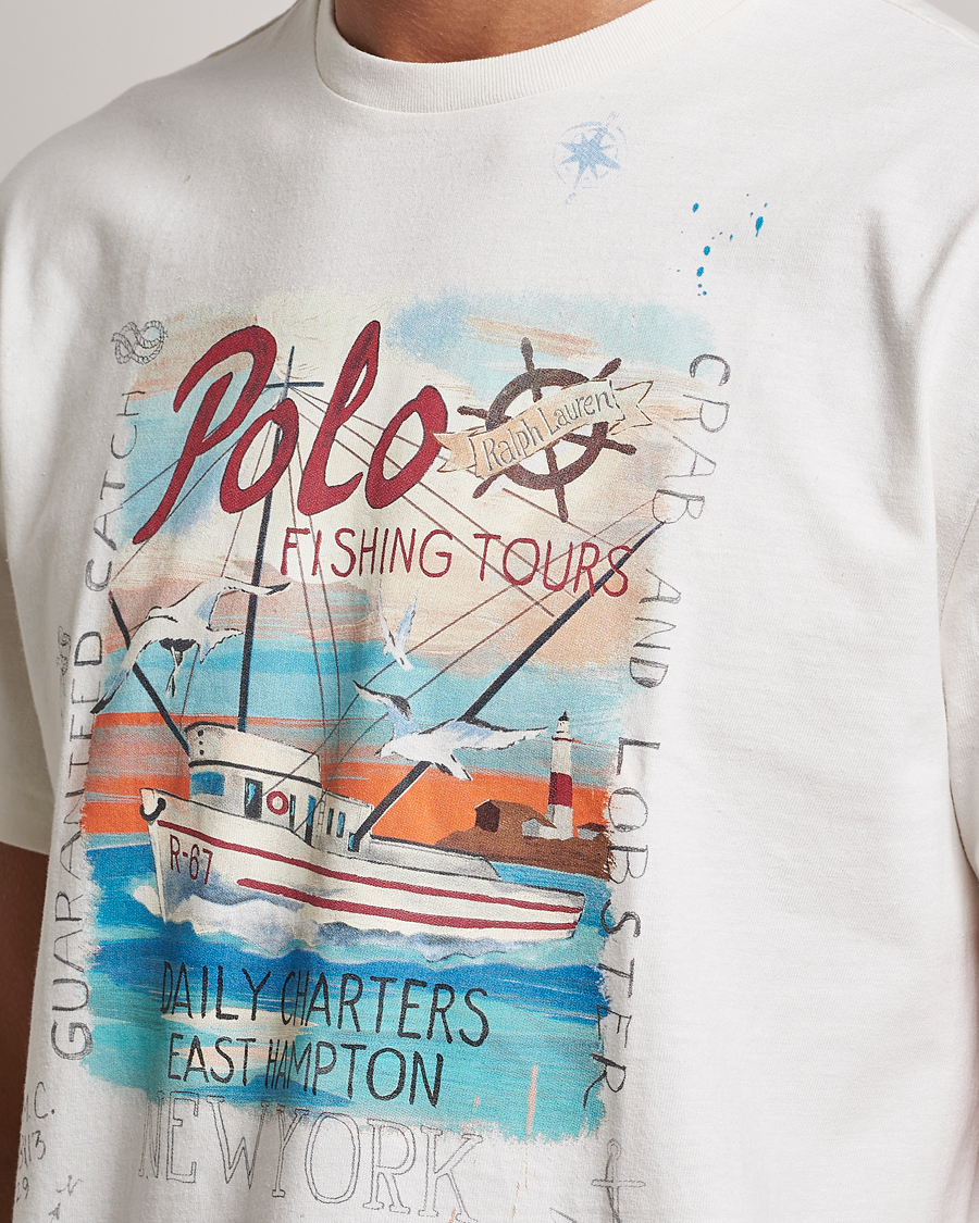 Herre | T-Shirts | Polo Ralph Lauren | Graphic Logo Jerset Crew Neck T-Shirt Nevis White
