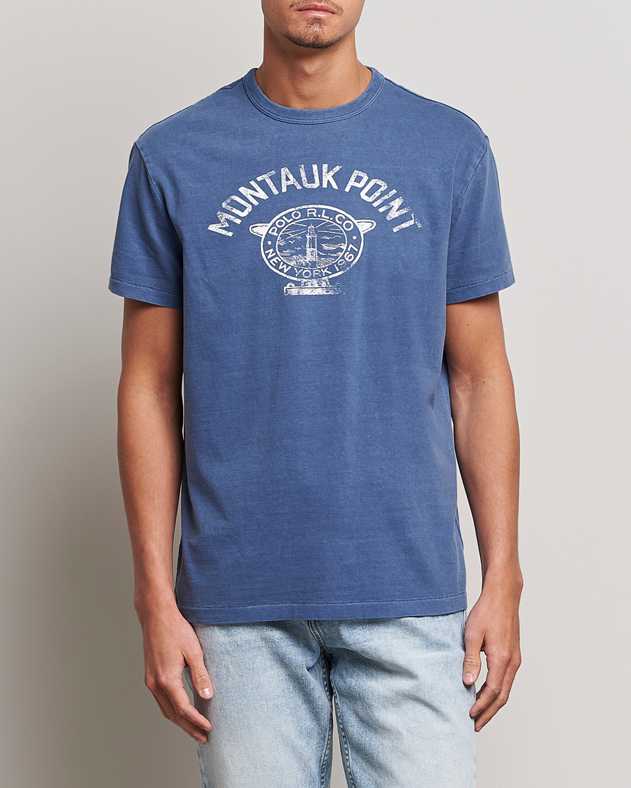 Herre | T-Shirts | Polo Ralph Lauren | Graphic Logo Jerset Crew Neck T-Shirt Earth Blue
