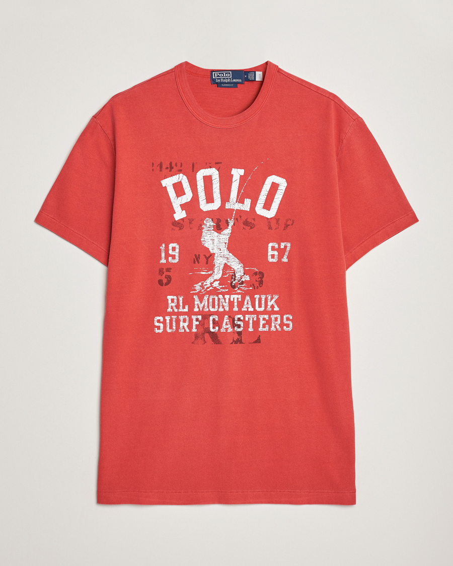 Polo Ralph Lauren Graphic Logo Jerset Crew Neck T-Shirt Evening Red hos Car