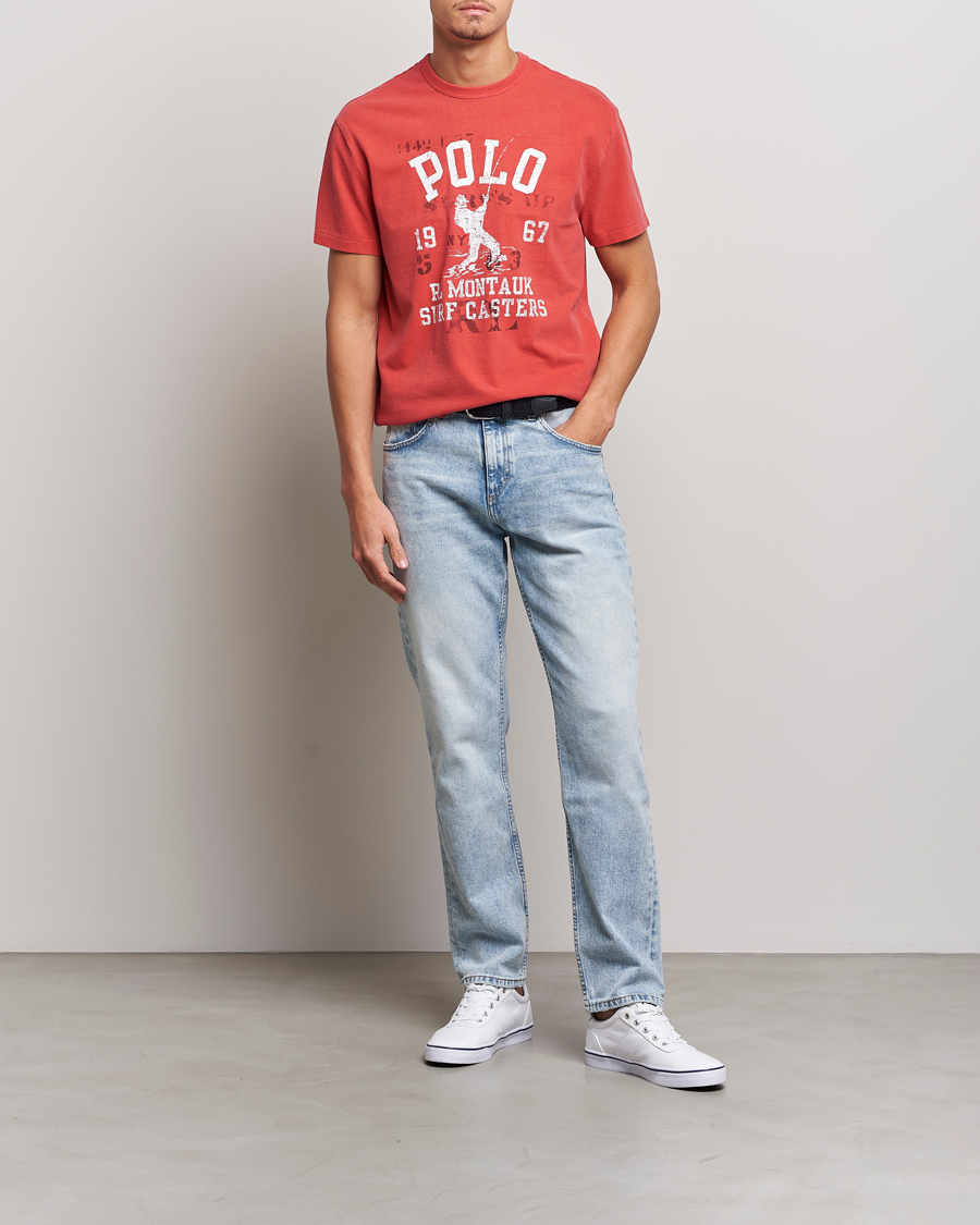 Herre | T-Shirts | Polo Ralph Lauren | Graphic Logo Jerset Crew Neck T-Shirt Evening Red