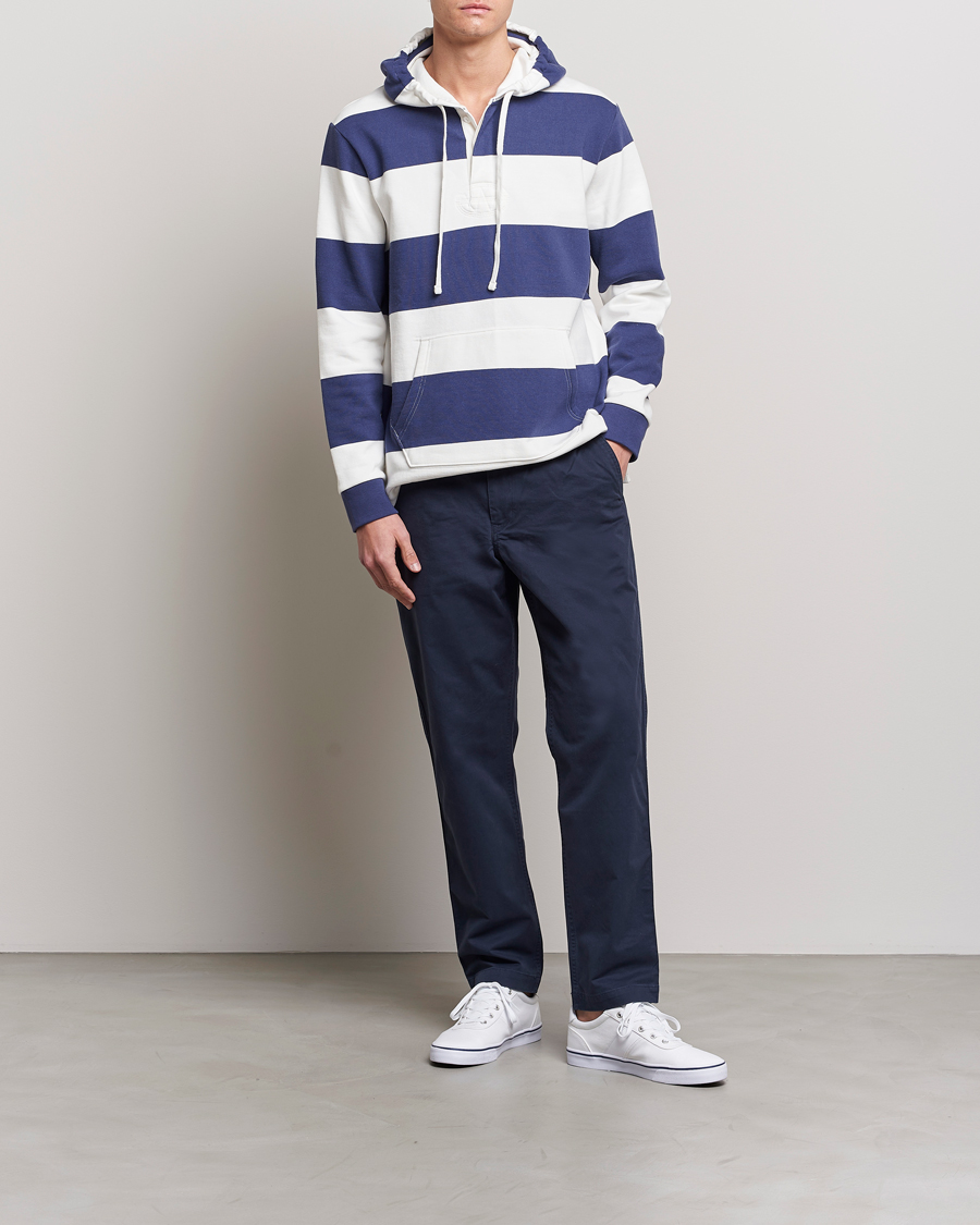 Herre | Gensere | Polo Ralph Lauren | Jersey Blockstriped Hoodie Boat Navy/White