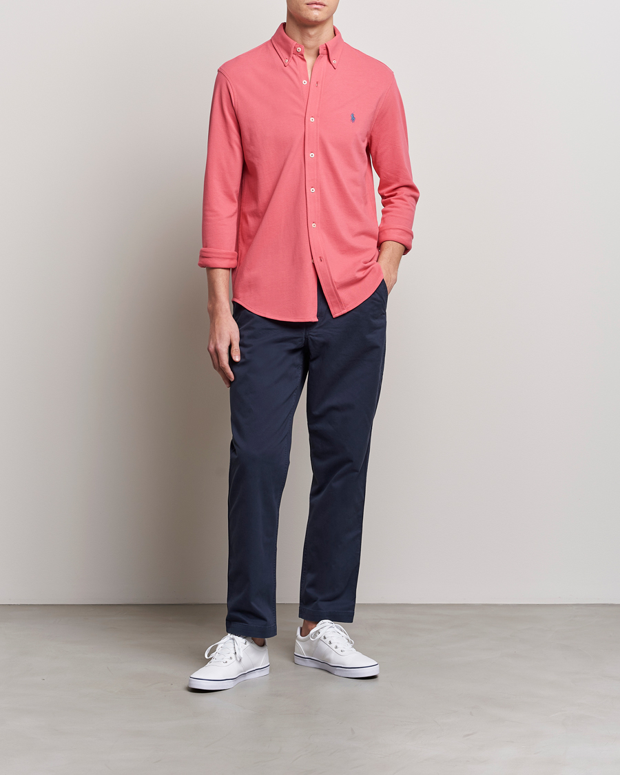 Herre | Skjorter | Polo Ralph Lauren | Slim Fit Featherweight Mesh Shirt Red Sky