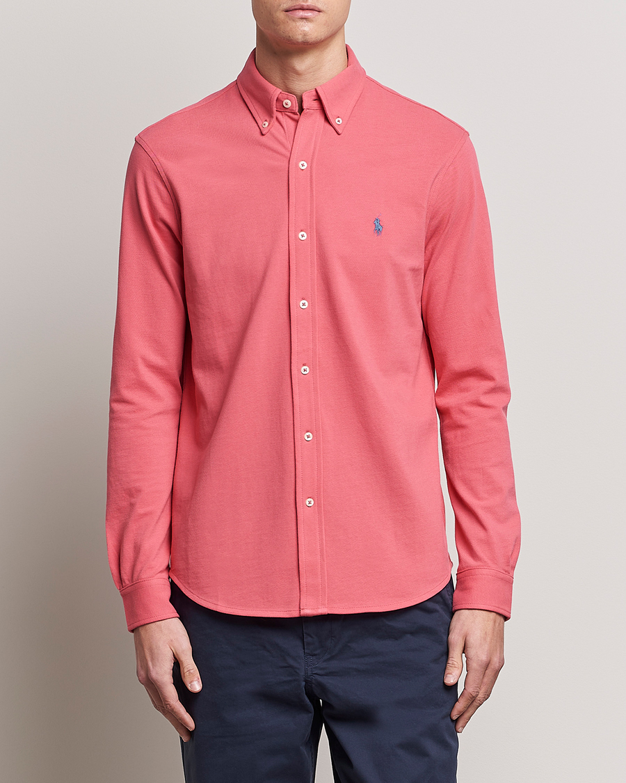 Herre | Skjorter | Polo Ralph Lauren | Slim Fit Featherweight Mesh Shirt Red Sky