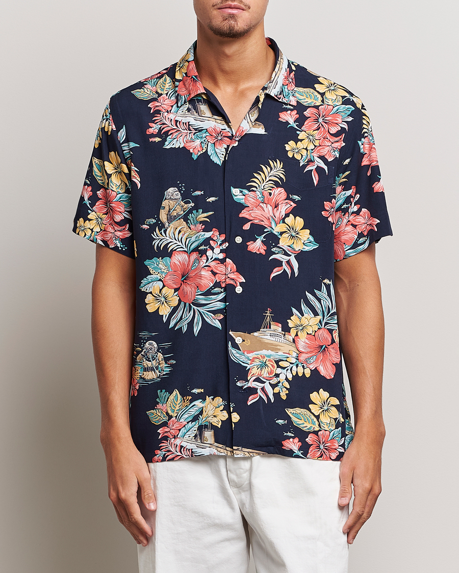 Herre | Skjorter | Polo Ralph Lauren | Printed Flower Short Sleeve Shirt Navy Multi