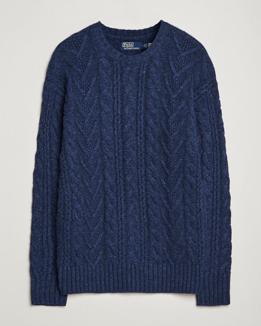 Herre | | Polo Ralph Lauren | Knitted Fishermen Sweater Mid Blue Heather