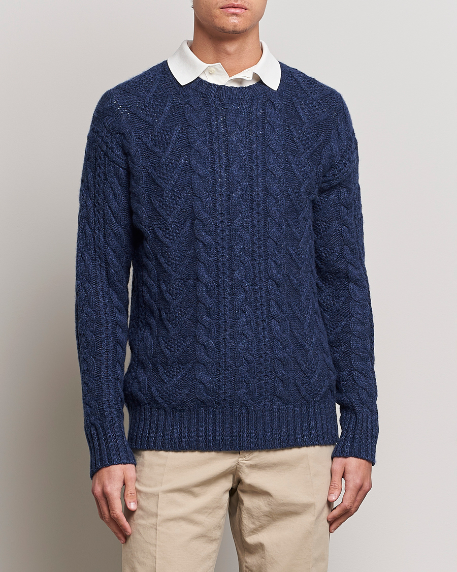Herre | | Polo Ralph Lauren | Knitted Fishermen Sweater Mid Blue Heather