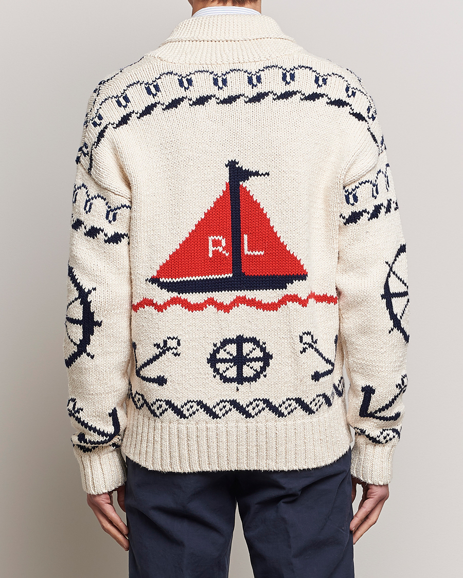 Herre | Gensere | Polo Ralph Lauren | Knitted Fishermen Shawl Collar Cardigan Cream