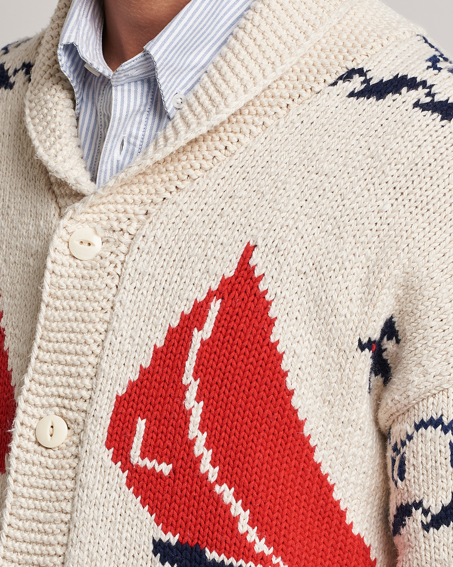 Herre | Gensere | Polo Ralph Lauren | Knitted Fishermen Shawl Collar Cardigan Cream