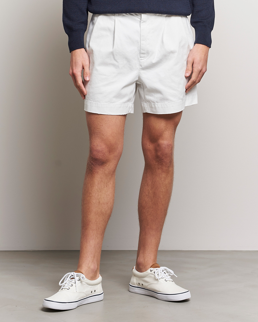 Herre | 40% salg | Polo Ralph Lauren | Twill Pleated Regatta Shorts Deckwash White