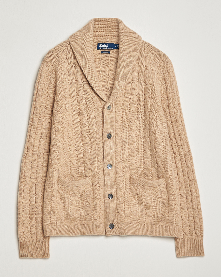 Herre | Gensere | Polo Ralph Lauren | Cashmere Cable Shawl Collar Cardigan Camel Melange
