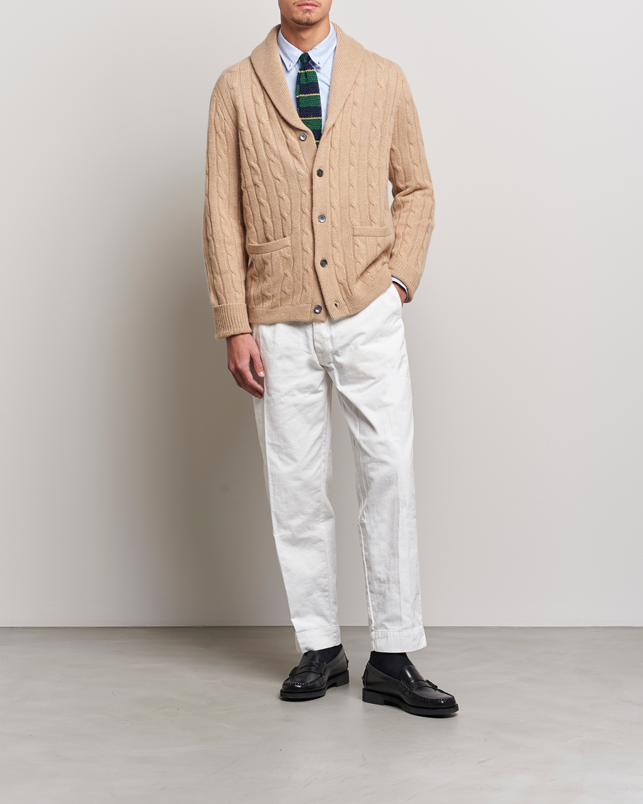 Herre | Gensere | Polo Ralph Lauren | Cashmere Cable Shawl Collar Cardigan Camel Melange