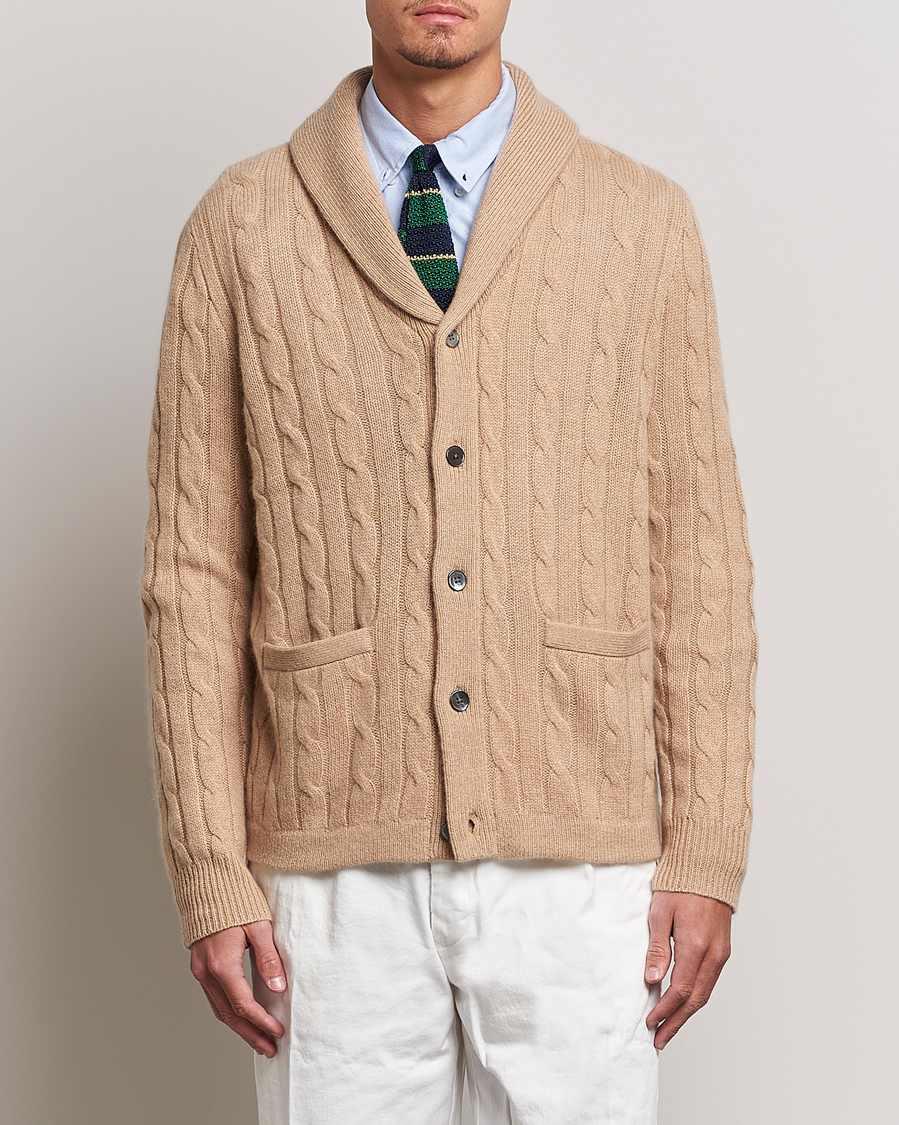 Herre | Gensere | Polo Ralph Lauren | Cashmere Cable Shawl Collar Cardigan Camel Melange