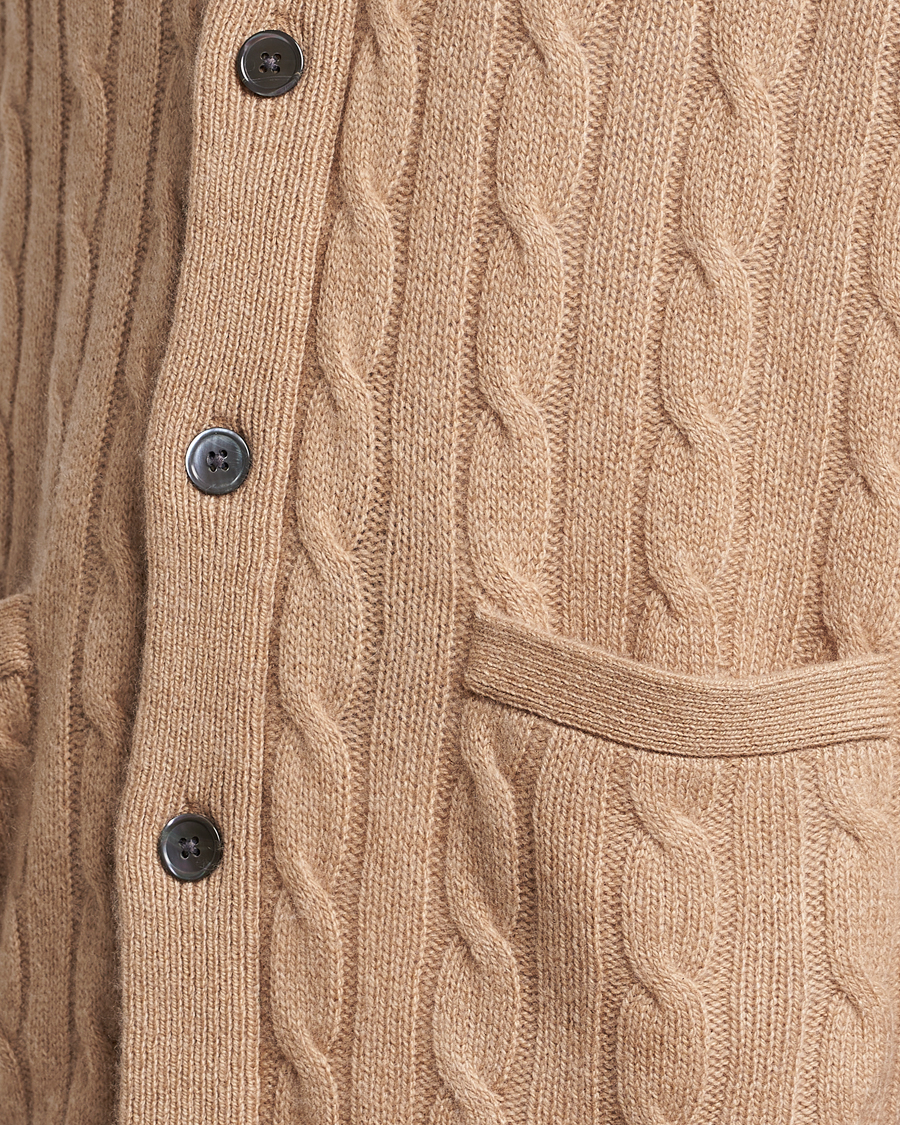 Herre | Gensere | Polo Ralph Lauren | Cashmere Cable Shawl Collar Cardigan Camel Melange