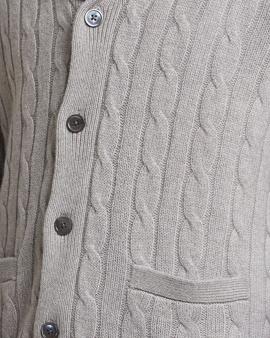 Herre | Gensere | Polo Ralph Lauren | Cashmere Cable Shawl Collar Cardigan Grey Heather