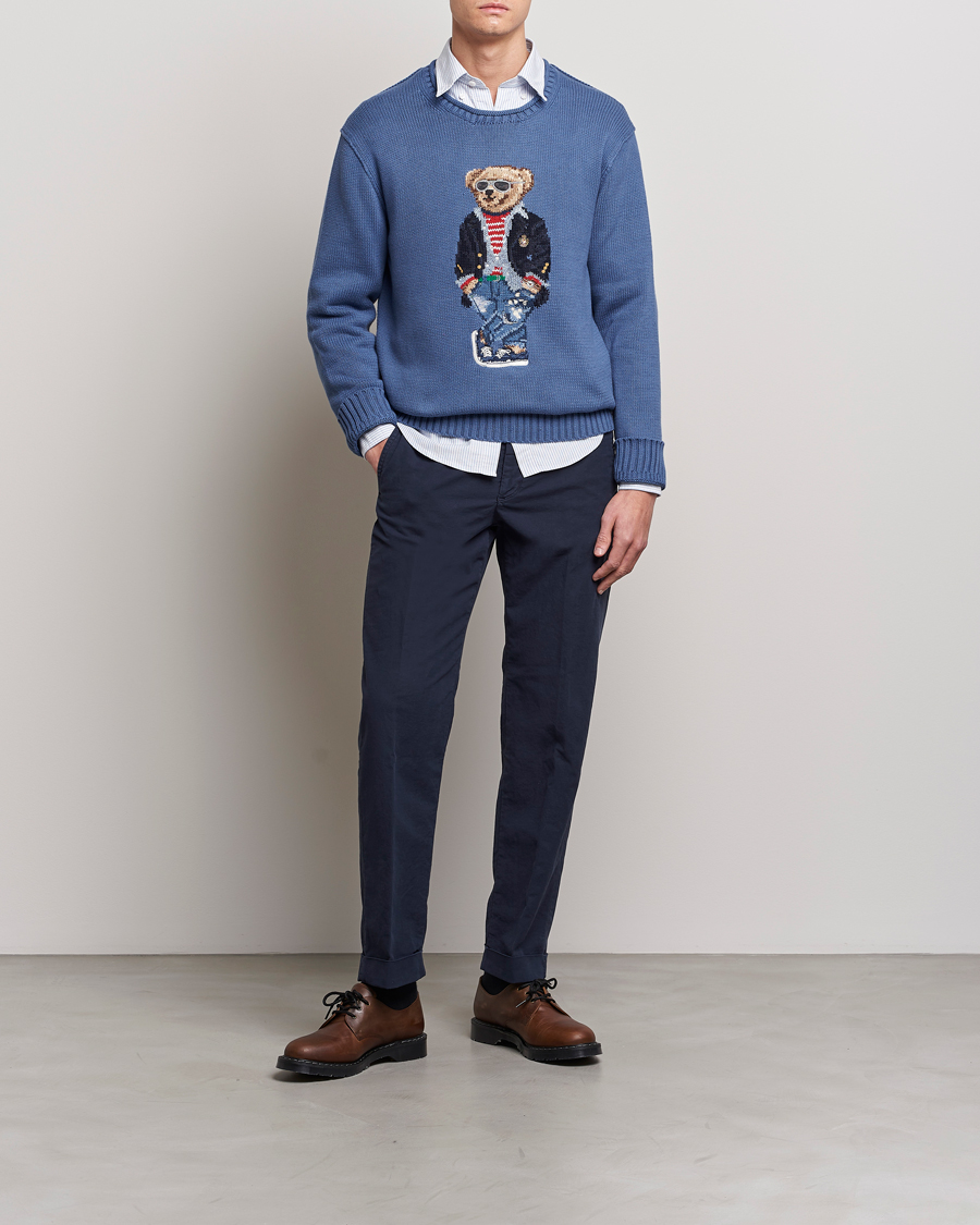 Herre | Gensere | Polo Ralph Lauren | Cotton Knitted Bear Sweater Blue Haven