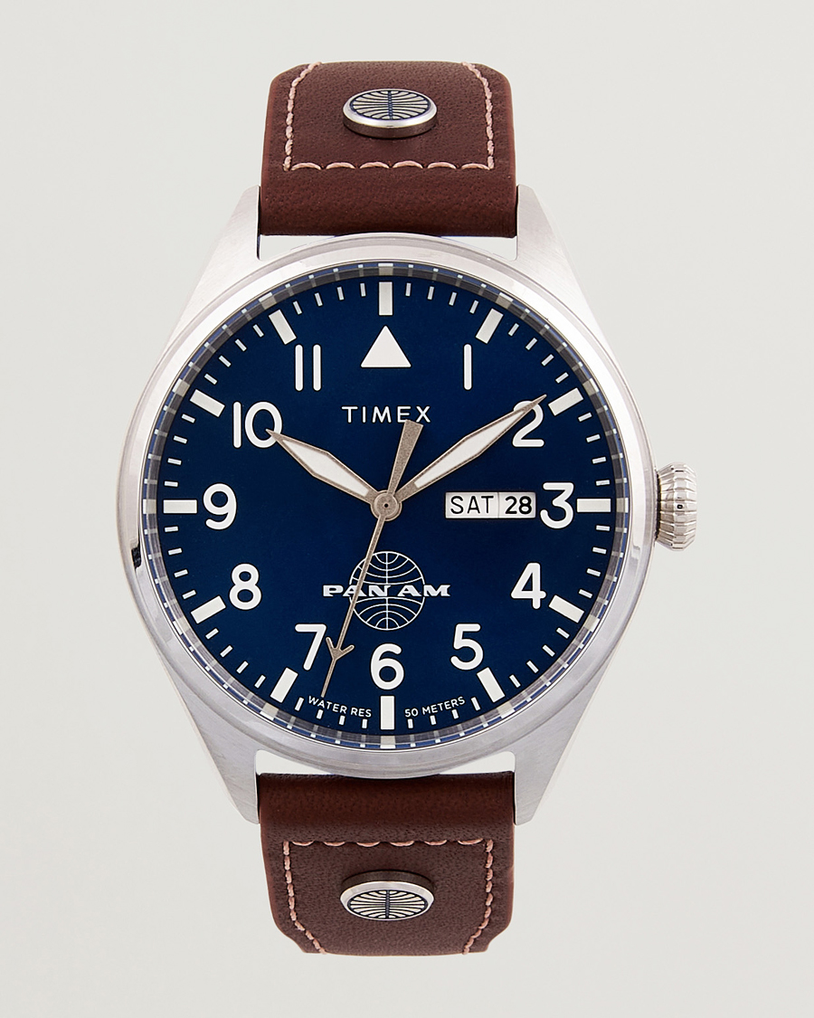Herre | Timex Pan Am Waterbury Chronograph 42mm Blue Dial | Timex | Pan Am Waterbury Chronograph 42mm Blue Dial