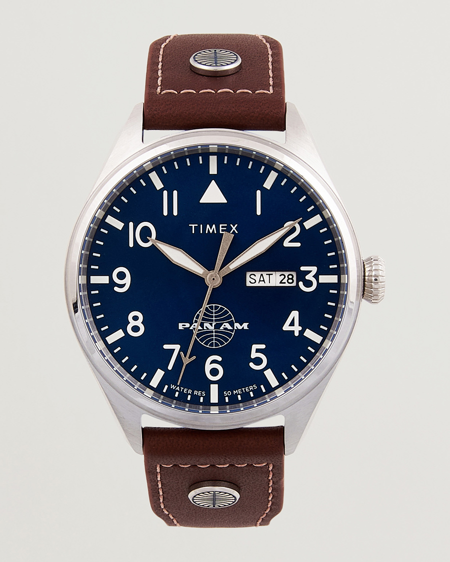 Herre | Timex Pan Am Waterbury Chronograph 42mm Blue Dial | Timex | Pan Am Waterbury Chronograph 42mm Blue Dial